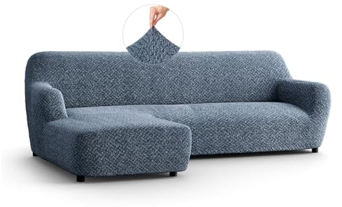 PAULATO - Bezug für Sofas mit linker Halbinsel (gesehen von vorne), Sofabezug für Ecksofa in L-Form aus Mikrofaser, kratzfestes und maschinenwaschbares Gewebe, Made in Italy, Venezia Blau