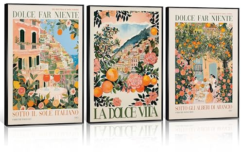 Italienische Amalfiküste auf Leinwand, Wandkunst, italienische Stadtreise, Landschaftsposter, Wanddekoration, Dolce Far Niente, Poster, Druck, Kunstwerk für Wohnzimmer, Schlafzimmer, Heimdekoration
