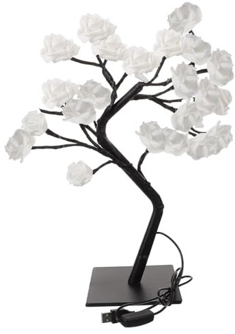 Artibetter Lampe De Table Rose Têtes Forme Arbre Décorative Étanche Lumière Blanche Chaude Sans Batterie Chevet Et Bureau