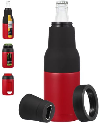 PATIKIL Slim Can Cooler, 12oz Skinny Can Insulated Beer Sleeve Drink Holder with Bottle Opener for Beer Soda Coffee Regular Cans and Bottles, Red