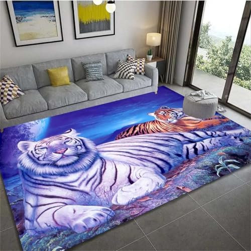 Kind Teppich 200 X 300 cm, Schlafzimmer Teppich, 3D Teppiche Wohnzimmer Teppiche Weich rutschfest Teppich Für Wohnzimmer Schlafzimmer Bettvorleger Wildtier-Tiger-1644538197