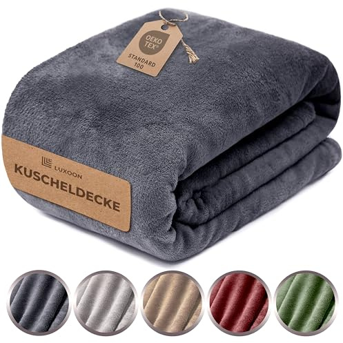 Luxoon Fleecedecke Flauschig Warm Winter – Kuscheldecke für Gemütliche Winterabende, Ultra Weich und Wärmend, Ideal für Sofa und Bett, 100% Polyester, Farbe 1er Pack 230x270cm, Anthrazit