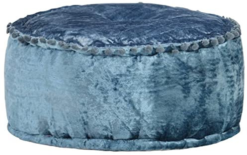 Xichuzi Pouf, Ottoman Puff, Sitzhocker, Sitzpouf, Sitzkissen Boden, Pouf Hocker, Sitzpuff, Couch Hocker, Rund Samt 40×20 cm Blau