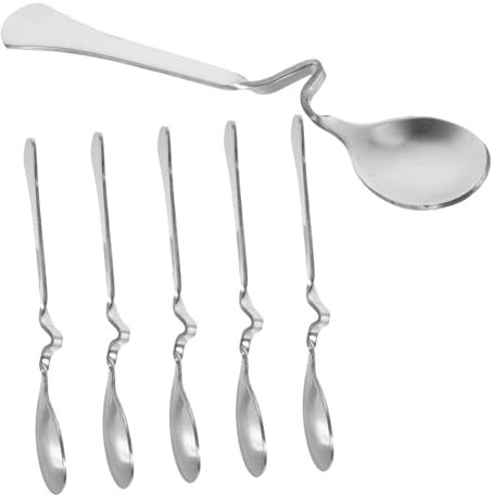 MAGICLULU 6piezas Cucharas Pequeñas De Acero Inoxidable Con Diseño Curvado Para Mezclar Café Espresso y Bebidas Resistentes y Prácticas Para Uso Diario Casa o Restaurante