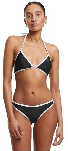 Urban Classics Ladies' Retro Triangle Bikini Donna Set Bikini Nero/Bianco XS