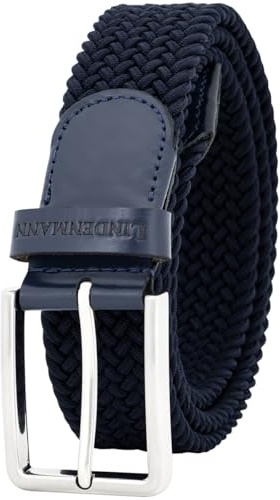 LINDENMANN Herren Stretchgürtel, Textil-Flechtgürtel für Golf blau