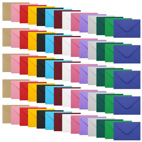 WYAN 70 Stück Umschläge, Münzumschläge Bunt, Klassischer Umschlag spiegeln, Briefumschläge Ohne Fenster, Bunte Briefumschläge, für GrußKarten,Einladung(Karte und Kleber nicht enthalten)