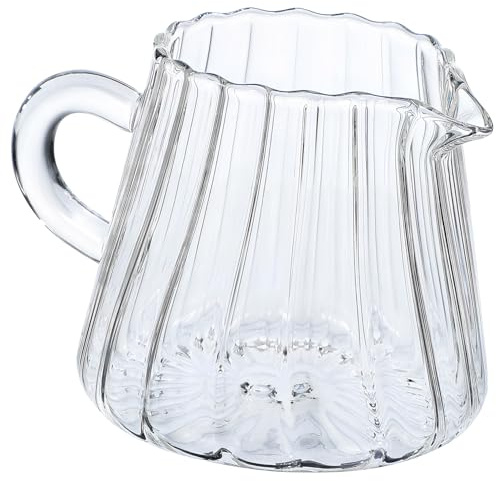 VALICLUD Glass Milk Pitcher Small Borosilicate Milk Jug With Spout For Tea Home And Restaurant Use