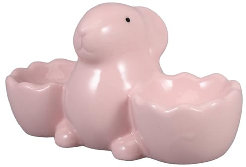 HEALLILY Coquetier Lapin Céramique Porte-œufs Décoratif Double Présentoir Créatif pour Table Déjeuner