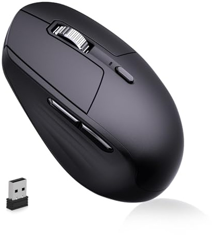 PINKCAT trådlös mus, 2,4 G DPI justerbar trådlös 6 knappar anpassningsbara sidoknappar, trådlös mus med USB-mottagare, 3 DPI-nivåer justerbar (svart3)