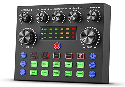 console audio, Mixeur audio V8S, carte son externe USB, changeur de voix en direct for téléphone portable, avec plusieurs effets sonores