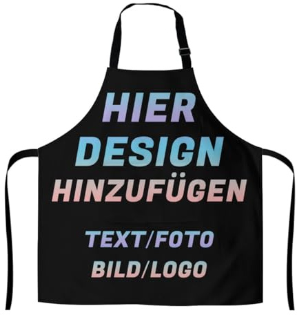 Personalisiert SchüRze Schwarz FüR Herren & Damen – Mit Text, Bild, Namen Oder Logo Selbst Gestalten, KüChenschüRze, SchüRze Gastronomie, Geschenk FüR KüChe & Bbq