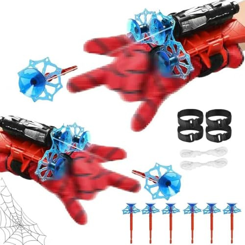 2 Set Spider Launcher Handschuh Spider Hero Handschuhe Spider Spielzeug Handschuh Spider Launcher Handschuhen Held Launcher Web Shooter Helden Cosplay Glove Launcher