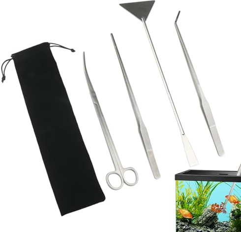 Aquarium Reinigungswerkzeuge - Edelstahl Lange Rostbeständige Scheren | Aquarium Pflanzenpflege Set - Zum Schneiden Formen und Pflegen Für Süßwasser Und Meerwasser Aquarien