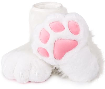 ZFKJERS Griffes en Plastique De Chat pour Cosplay Animal, pour Chaussures Pattes De Pieds Fursuit, Chaussons Pattes Furry, Ensemble D’Accessoires De Costume pour Adultes (Blanc)