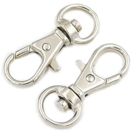 fujiyuan 15 pcs Drehgelenk Hummer Verschlüsse Metall Ergebnisse Clips 10 mm Snap Lanyard Staubbeutel Pack Gurt, metall, nickel, (33mm)long