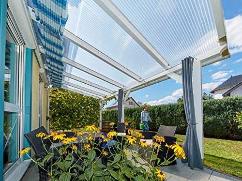 Terrassendach Terrassenüberdachung Carport Komplettset Polycarbonat 16/32 Farblos Stegplatten Tiefe:4000mm|Breite:7130mm - Mehrere Maße verfügbar