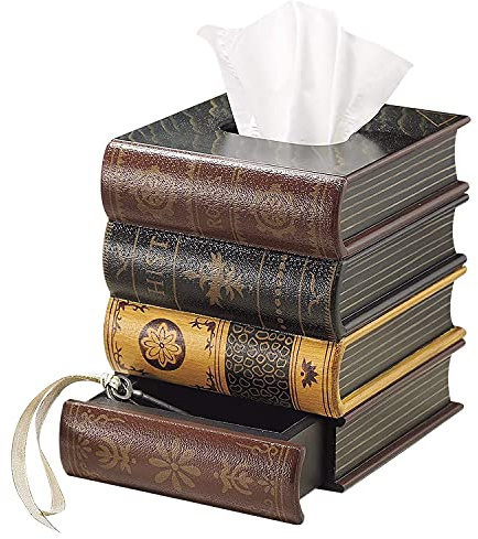 Book Tissue Dispenser | Facial Tissues Holder | Office, Living Room, Bedroom, Bathroom