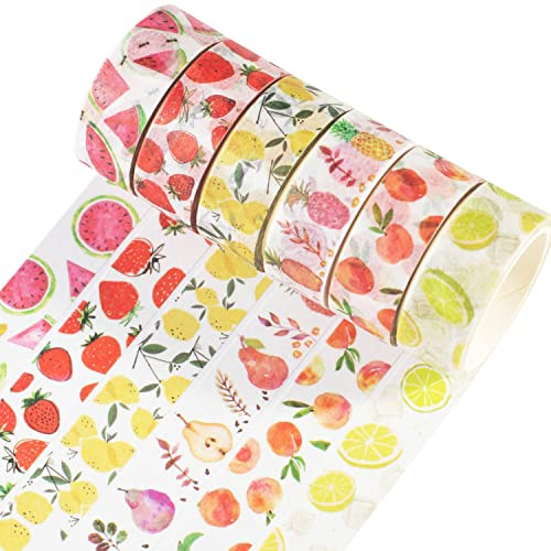 YUBX 6 Rouleaux Washi Tape Set Ruban Adhésif Papier Décoratif Fruits & Floral Masking Tape pour Scrapbooking Artisanat de Bricolage (Fresh Fruit)