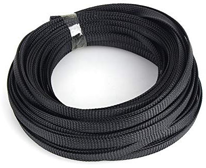 Wincal Braided Cable Sleeve, Black 10mm Expandable Braided PET Sleeving Cable, High Densely Tidy Sleeve Flexible Insulated Protection (Length 10m)