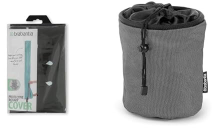 Brabantia - Rotary Cover - Protects from Dirt - Zip Fastener & Lift-O-Matics - Speckle & Premium Peg Bag - with Closing Cord - Durable and Weather Resistant - Storage for up to 150 Pegs - Black