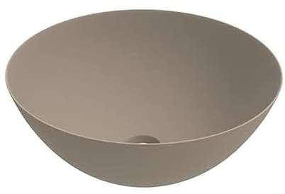 ERCOS Lavabo d'appoggio Circolare in ceramica, Lavabo Bagno Colore Cappuccino Opaco , Senza Troppopieno, Dimensioni 416x155 mm
