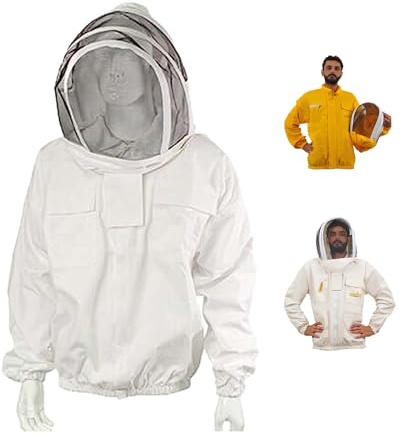 URBANSBEE Giacca Apicoltura con fantasia Cappello - Giacca protettiva apicoltore professionale in cotone Uomini e donne, Tessuto Resistente/Traspirante - Apicoltura/Giardinaggio - Taglie Disponibili