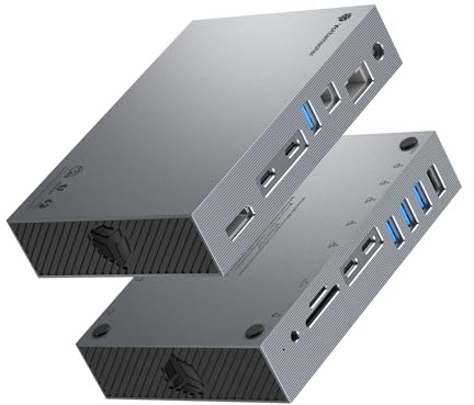 Yottamaster USB 4 Dock Kompatibel mit Thunderbolt 3/4, 15 in 1 USB C Docking Station Dual Monitor für Laptop, DisplayPort, 60W Laptop Laden, S/PDIF, Audio, 6 USB, Gigabit Ethernet, SD/TF - Grau