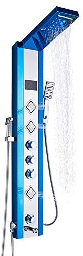 NEWCES Panneau de Douche thermostatique Colonne Colonne Système de Douche LED en Acier Inoxydable avec 5 Fonctions Hydromassage Unique et Douche Cascade