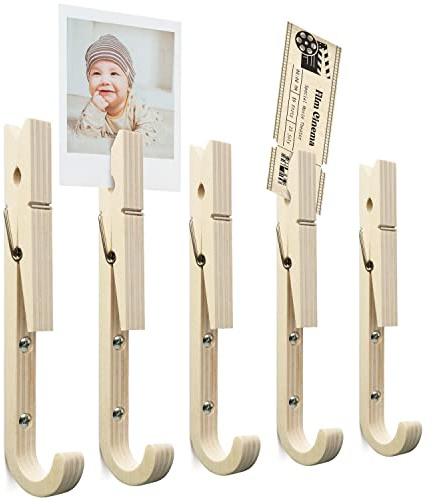 Molu Soul 5 Bamboo Wall-Mounted Coat Hooks - Premium Wooden Pegs for Kids