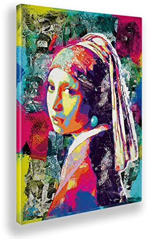 Giallobus - Gemälde - Der Pop-Art-Perlenohrring - Leinwand mit Standardrahmen - 70x100 - Bereit zum Aufhängen - Moderne Gemälde für zu Hause