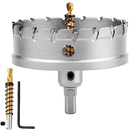 Hsawbit 100mm Lochsäge Hartmetall TCT Bohrer Lochbohrer Metall Edelstahl | Alu, Stahl, Kunststoff, Dosenbohrer, Bohrkrone, Metallbohrer, Holz