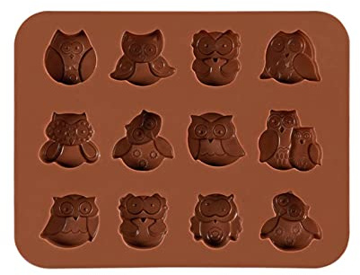 Povanjer Schokoladenformen,Silikon-Schokoladenform mit 12 Vertiefungen - -Eule, kreative Silikon-Schokoladenform für -Kuchen, EIS, Fondant, Kekse, Kekse, Pudding, Bonbons, Dessert