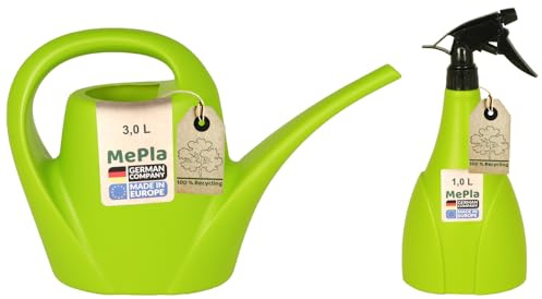 MePla - Set Arrosoir 3,0l Indoor + Pulvérisateur 1,0l - Vert Citron, Résistant aux Intempéries De Résistant Aux UV Plastique