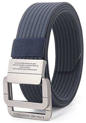 Unisex-Leinengürtel Mit Doppelter D-Ring-Schnalle – Verstellbarer Geflochtener Gurtbandgürtel Für Männer Und Frauen,Blauer,Lochloser Arbeitsgürtel,Geeignet Für Freizeit Und Reisen,100 Cm Für T