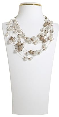 GemeShou White necklace display stands for selling, Velvet necklace storage organizer, Necklace mannequin jewelry bust holder for boutique store【White-Large height 33 cm】