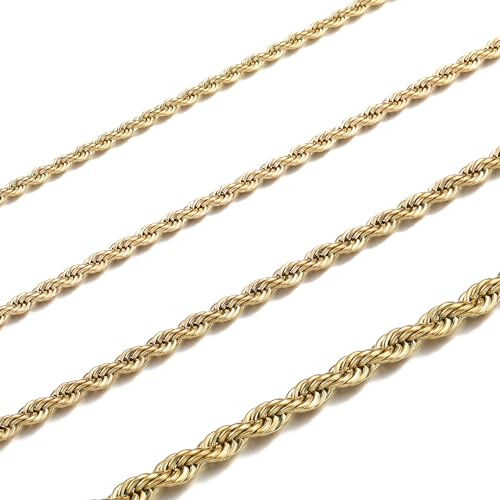 RWQIAN Repkedja män kedja silver/guld/svart rostfritt stål tvinnad kedja bredd 2/2,5/3/4 mm dam halsband längd 45–70 cm, 70cm, Rostfritt stål