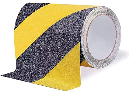 OQingluan Anti Slip Tape for Steps, 15cm*10m Anti-Slip Adhesive | Non Slip Tape Outdoor Waterproof, Hazard Tape, Caution Tape, Yellow & Black