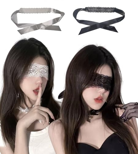YASOKEZO Augenbinde aus Spitze, sexy, durchsichtig, Augenmaske, Maskerade, Paar, Party, 2 Stück, Stil 1, Einheitsgröße