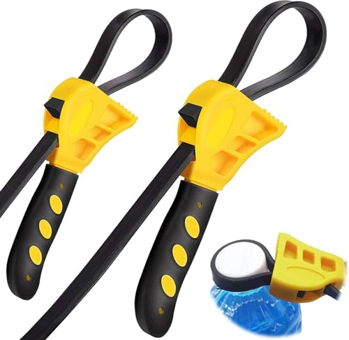 GOIEHIR 2 Pièces Jeu de Clés à Sangle en Caoutchouc, Réglable Clé à Filtre à Huile, clé Universelle à Tube de 6 à 8 Pouces, Diamètre max Ø150 mm