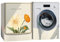Odot Washer Dustproof Cover Front Load, Washing Machine Dryer Protector Waterproof Sunscreen Tumble Dryer Case Protective Cover for Most Front Loadi (beige flower,XL (8.5-10kg))