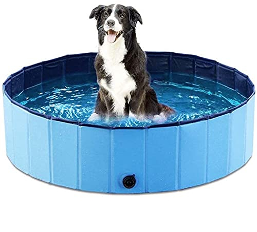 Hundepool, Faltbarer Haustierpool, PVC-Hundewanne, tragbarer Außenbereich, Badeprodukte für Katzen und Hunde (Farbe: Blau, Größe: 20 x 80 cm