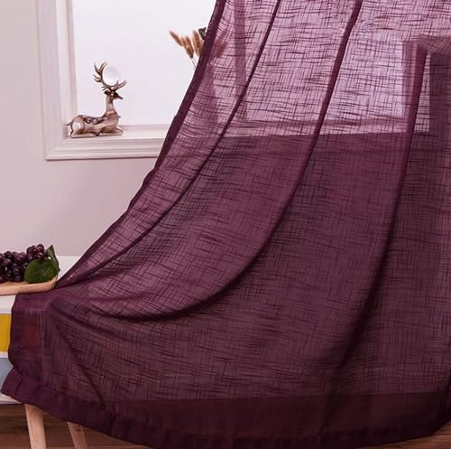 Beydodo Vorhänge 2er Set mit Haken 102x244CM, Gardinen Küche Halbtransparent Modern Einfarbig Gardinenschals Polyester Weinrot, Lichtdurchlässige Schiebevorhänge Schlafzimmer Wohnzimmer Küche