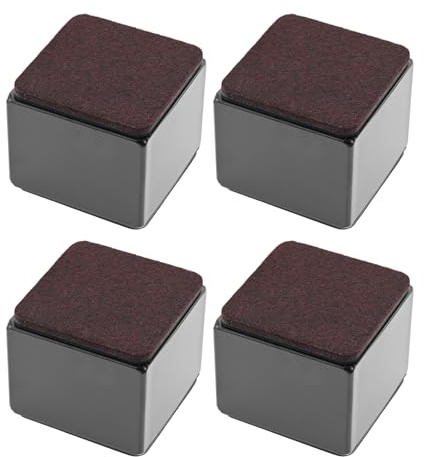bowarepro 4 Stück Karbonstahl Möbelerhöhung 5 cm Hoch, Selbstklebende Möbelerhöhung, 60x52mm, Möbelfüße zum Kleben, Möbelerhöher für Sofa Tisch Schrank Bett Schreibtisch Erhöhung (Schwarz/Quadrat)