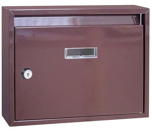 jwfxiaodige Wand briefkasten mit Schlüsselschloss, postbox für den Außenbereich, Dokumentenaufbewahrungs box, weiß, aus Verzinktem Stahl, Rostfreie Metall Postkasten(Brown)