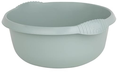 1 x High Grade 32cm Medium Circular Round Washing Up Bowl Basin Mixing Multi Use For Kitchen Organisation Sink, Basin Holder Plastic Daily Routine Household, 7L Litre Made in UK – Silver Sage
