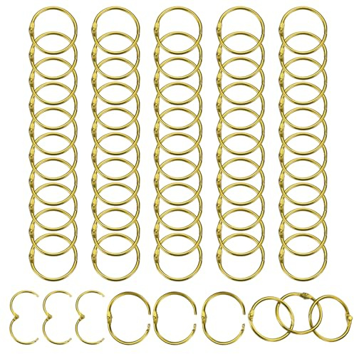 PATIKIL 1 Loose Leaf Binder Rings, 50Pcs Binder Ring Book Rings Metal Key Rings for Paper Index Card Flash Card Book DIY Scrapbook Notebook Photo Album Office, Yellow