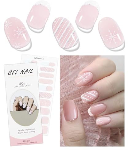 JMEOWIO Nagelfolie Weihnachten Glitzer Creme Rosa Gel Nail Nagelfolien Selbstklebend Nagelsticker Uv Härtend Dekoration Nageldesign Zubehör