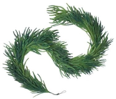 Weihnachtsgirlande Extra Dicke Tannengirlande Weihnachtsdeko Grüne Tannenzweige Tannen Girlande als Weihanachtskranz - weihnachtsdeko Seidenblumen Roß aus Kunststoff 150cm künstliche Girlande Tanne