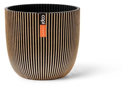 Capi Europe - Blumentopf Kugel Groove 'Made with' Gold - 22x20 - Blumentöpfe für drinnen und draußen - Hergestellt aus recycelten Materialien